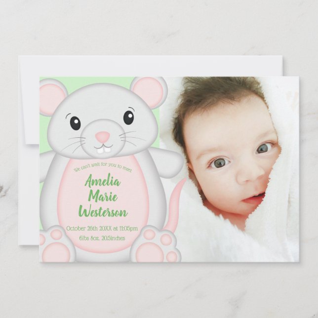 Invitación Baby Shower de mouse (Anverso)