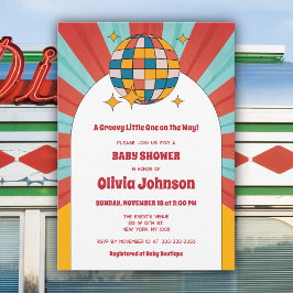 Invitación Baby Shower de Música Retro en Vinilo de los 60 de