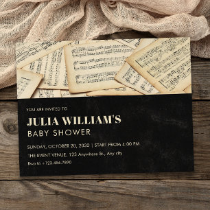 Invitación Baby shower de música vintage