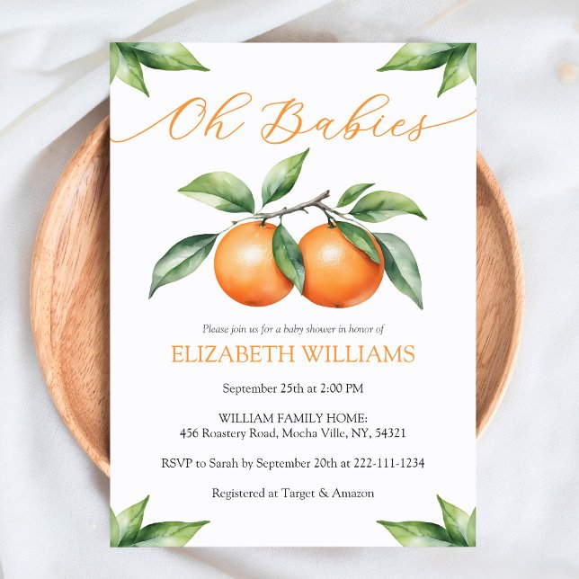 Invitación Baby Shower de Naranja de acuarela para (Subido por el creador)