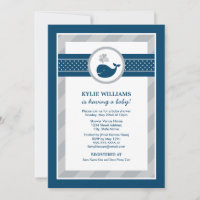 Baby Shower de Nautical Navy Blue Gray Whale Boy