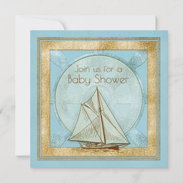 Invitación Baby Shower de Nautical Sailboat Boy (Anverso)