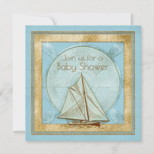 Invitación Baby Shower de Nautical Sailboat Boy