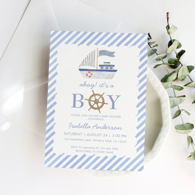 Invitación Baby Shower de Nautical Sailboat Boy (Subido por el creador)