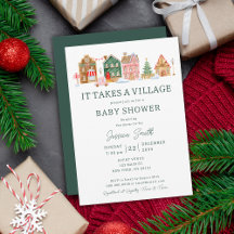 Baby Shower de Navidad Green It Takes A Village