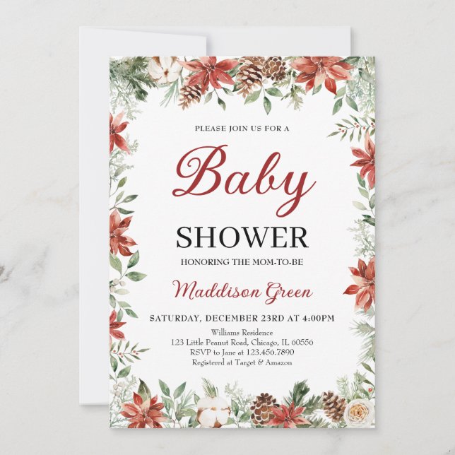 Invitación Baby Shower de navidades (Anverso)