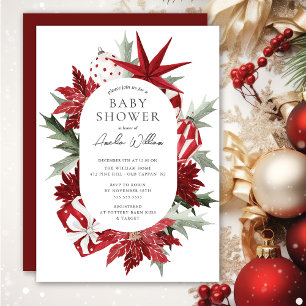 Invitación Baby Shower de Navidades de acuarela