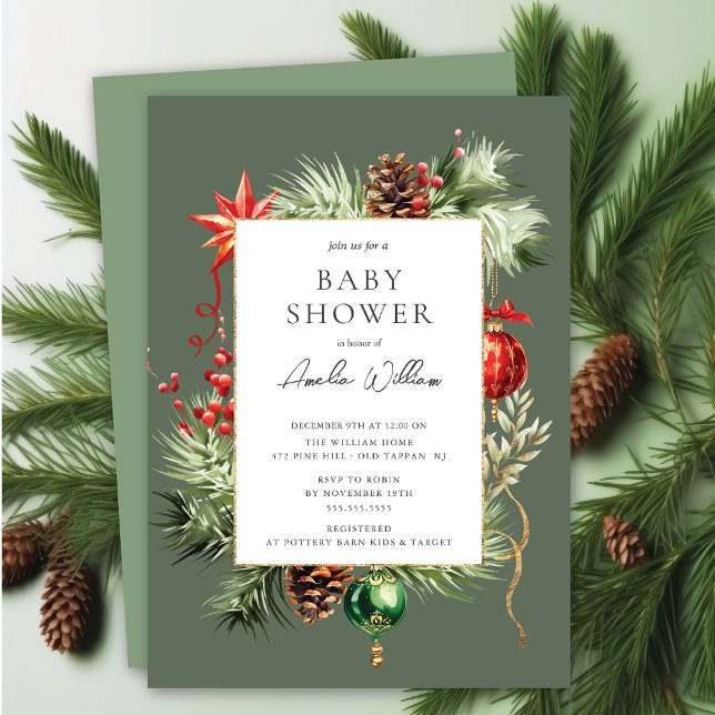 Invitación Baby Shower de Navidades de acuarela (Subido por el creador)