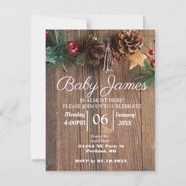 Invitación Baby Shower de Navidades de países rusos (Anverso)