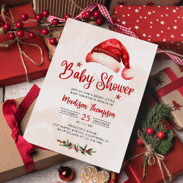 Invitación Baby Shower de Navidades de Santa Hat
