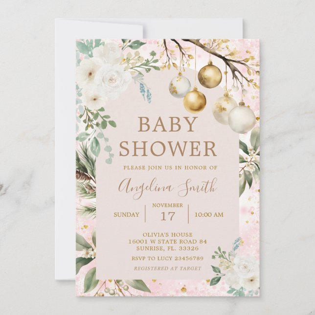 Invitación Baby Shower de Navidades de Winter Ornament (Anverso)