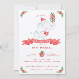 Invitación Baby Shower de Navidades elefantes blancos