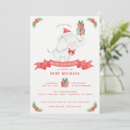 Invitación Baby Shower de Navidades elefantes blancos