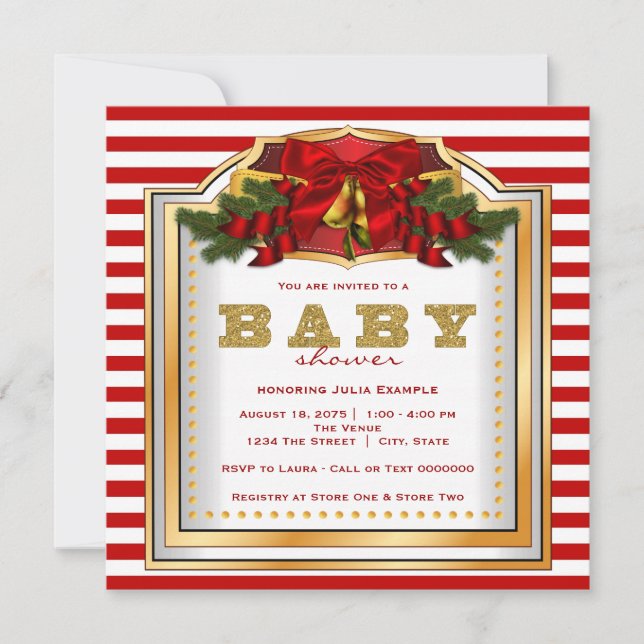 Invitación Baby Shower de Navidades elegantes (Anverso)
