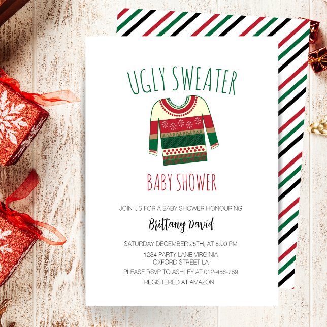 Invitación Baby Shower de Navidades suéteres feos y modernos (Subido por el creador)