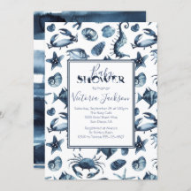 Baby Shower de Navy Blue and White Marine Boy
