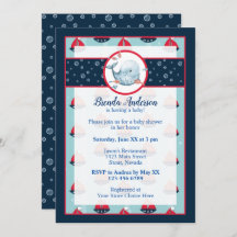 Baby Shower de Navy Blue y Red Nautical Boy