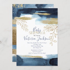 Invitación Baby Shower de Navy White Gold Boy