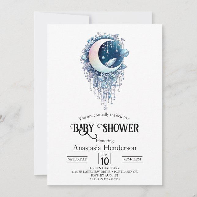 Invitación Baby Shower de Nebula Outerspace Stars (Anverso)