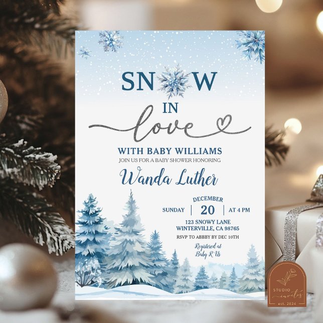 Invitación Baby Shower De Nieve En El Bosque De Invierno (Subido por el creador)