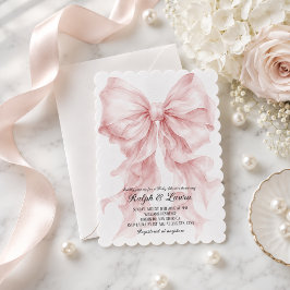 Invitación Baby Shower de Niña de Lujo con Lazo