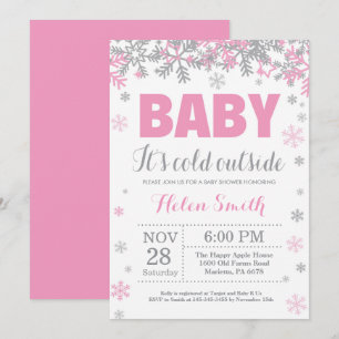 Invitación Baby Shower de Niña Invierno Baby it's Cold Outsid