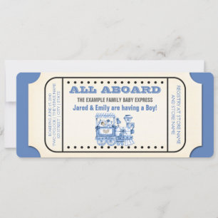 Invitación Baby Shower de Niño con Boleto de Tren Vintage