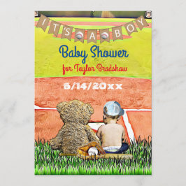 Invitación Baby Shower de niño con temas de béisbol