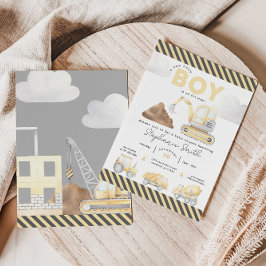 Invitación Baby Shower de niño con temas de construcción