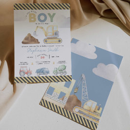 Invitación Baby Shower de niño con temas de construcción