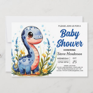 Invitación Baby Shower de niño de dinosaurio cómico y humorís