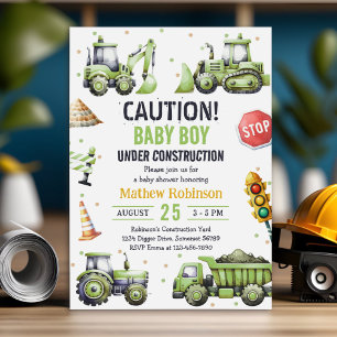 Invitación Baby Shower De Niño En Construcción