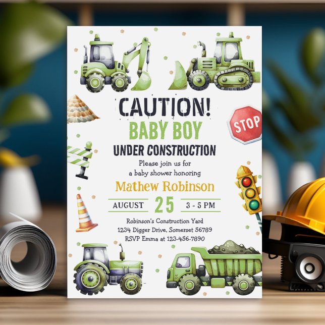 Invitación Baby Shower De Niño En Construcción (Subido por el creador)