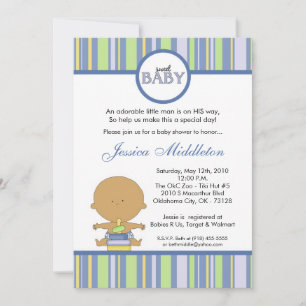 Invitación Baby Shower de niño latino azul 5x7
