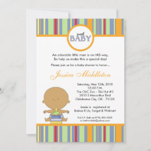 Invitación Baby Shower de niño latino azul 5x7