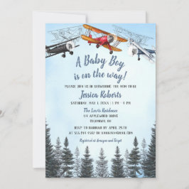 Invitación Baby Shower de Niño Niño de Avión Vinta