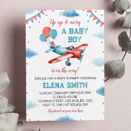 Invitación Baby Shower de Niño Niño de Avión Vinta