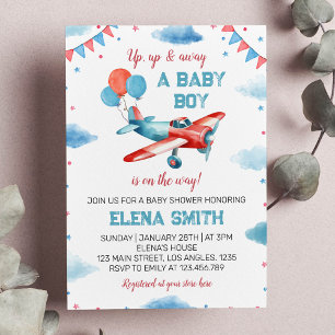 Invitación Baby Shower de Niño Niño de Avión Vinta