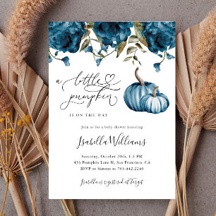 Invitación Baby Shower de niño rústico de calabaza azul