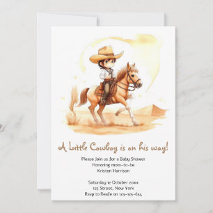 Invitación Baby Shower de niño rústico estilo cowboy