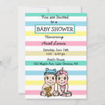 Baby Shower de niños y Chicas dibujados a mano