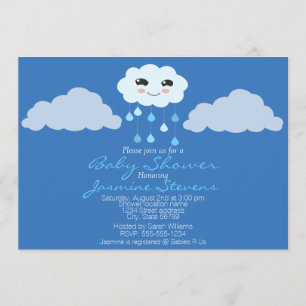 Invitación Baby Shower de nube de lluvia azul