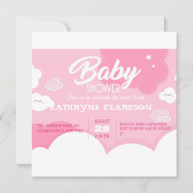 Invitación Baby Shower de nube pequeña (Anverso)