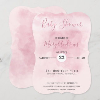Invitación Baby Shower de nube rosa