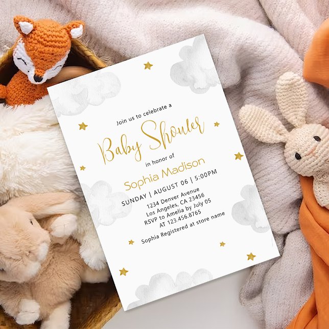 Invitación Baby Shower de nubes acuarelas (Subido por el creador)