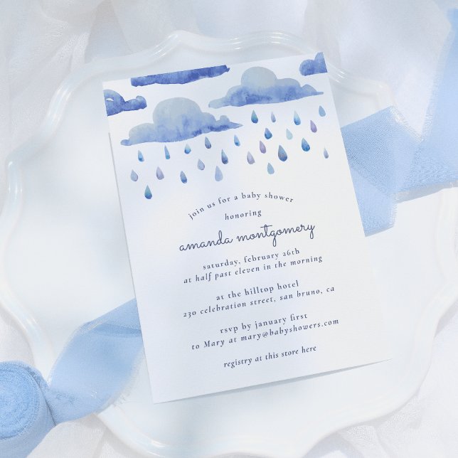 Invitación Baby Shower de nubes acuarelas (Subido por el creador)