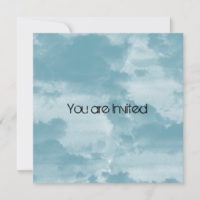 Invitación Baby Shower de nubes azules (Anverso)