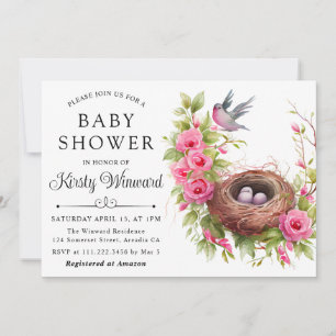 Invitación Baby Shower de nudo de pájaro acuático de primaver