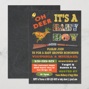Invitación Baby Shower de Oh Deer Chalkboard Camo