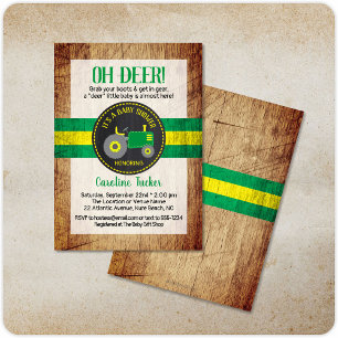 Invitación Baby Shower de Oh Deer Green Tractor